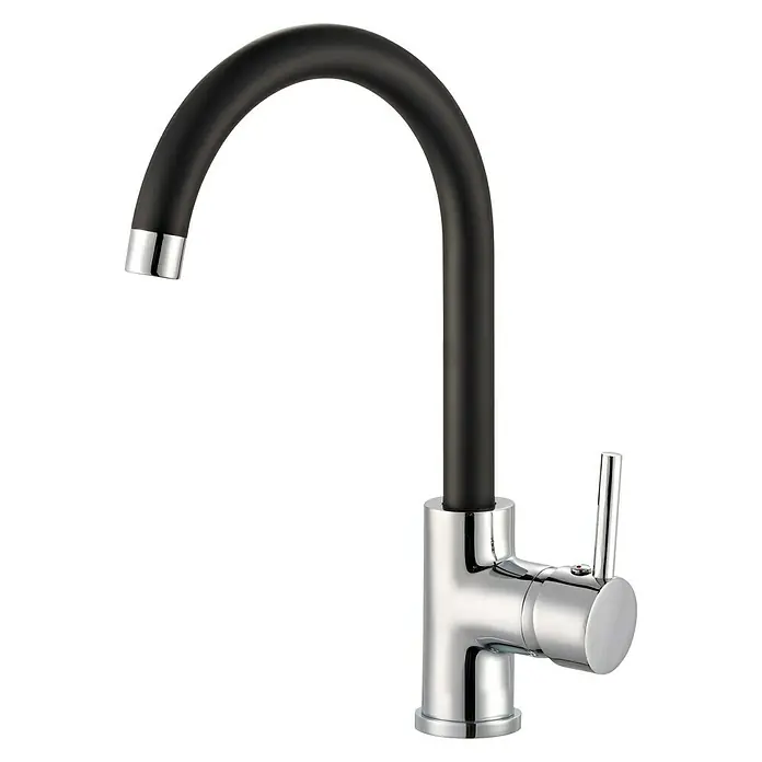 Rousseau Grifo de cocina Ilo - Negro/Cromado, Brillante, Caño alto