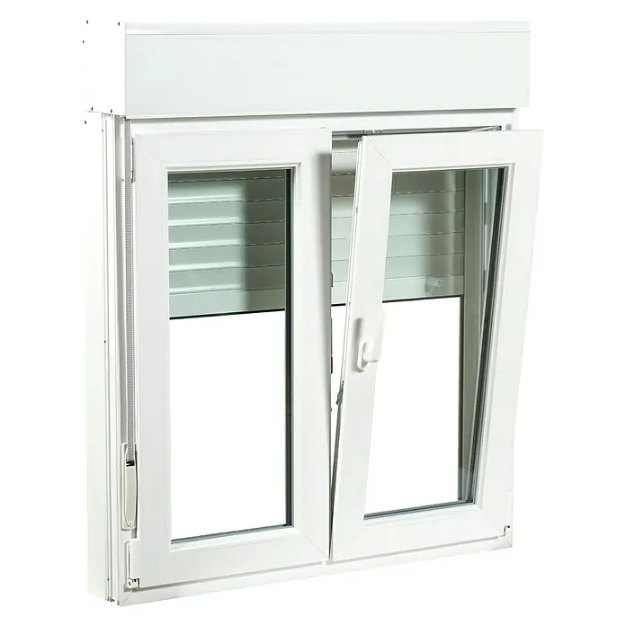 Solid Elements Ventana de PVC 2 hojas practicable-oscilobatiente - 140 x 138 cm, Apertura según normativa: Derecha, Blanco, Con persiana
