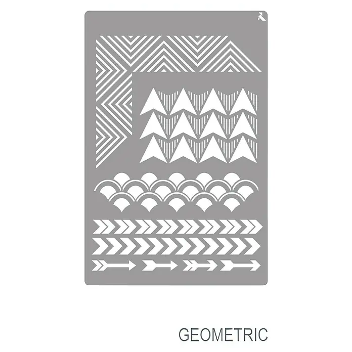 La Pajarita Plantilla decorativa Stencil Geometric - Figuras geométricas, 20 x 30 cm, Plástico