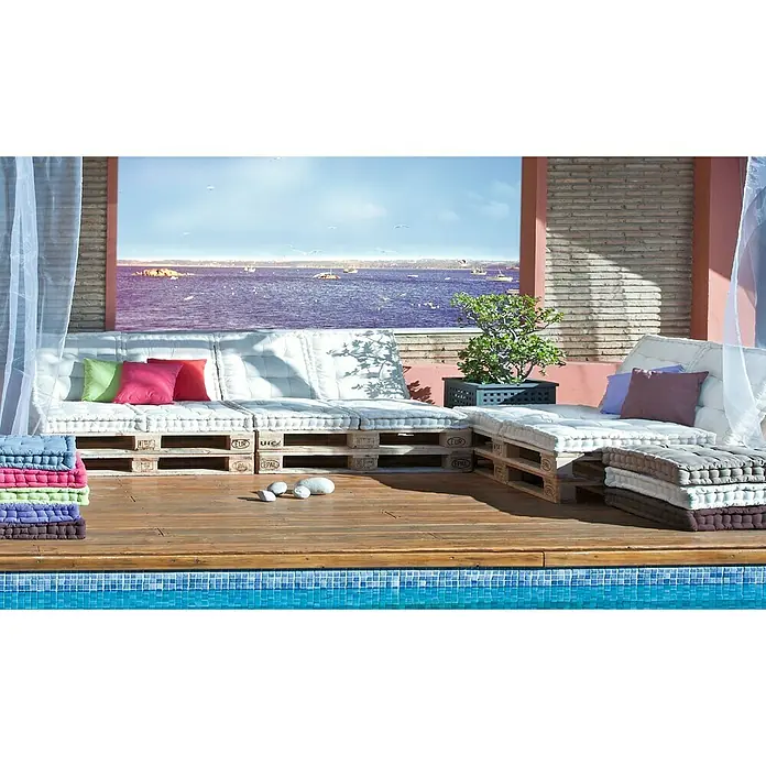 Cojín para asiento Big - 80 x 60 x 20 cm, Beige, 100% algodón