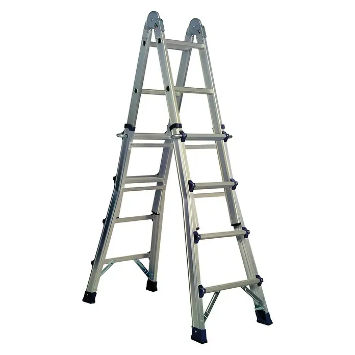 Escalera extensible profesional - Altura de trabajo: 3,5 m, 4 x 4 peldaños, Aluminio