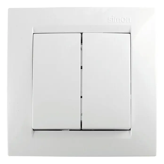 Simon 15 Conmutador doble - Blanco, En pared, Plástico