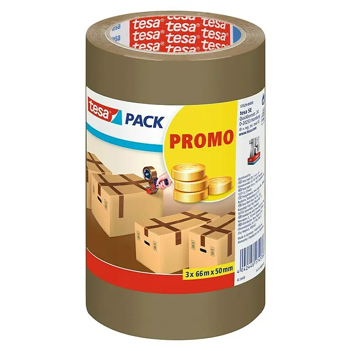 Tesa Cinta de embalaje Pack promo - 3 ud., 66 m x 50 mm