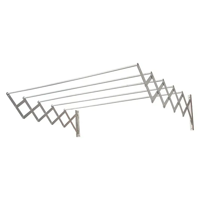 Tendedero de pared extensible - Longitud cuerda de tender: 7 m, Plateado, Ancho: 140 cm