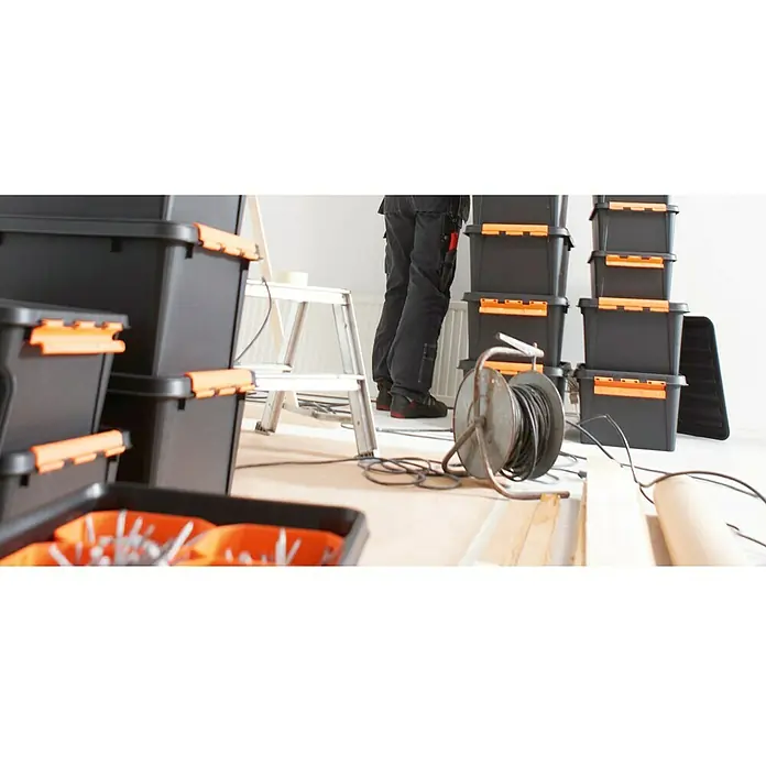 SmartStore Caja de almacenaje Robust - 30 x 40 x 19 cm, Plástico, Negro