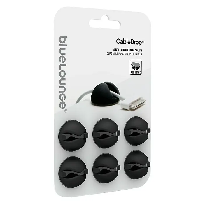 Fijación para cables de clip Drop - Negro, 6 ud.