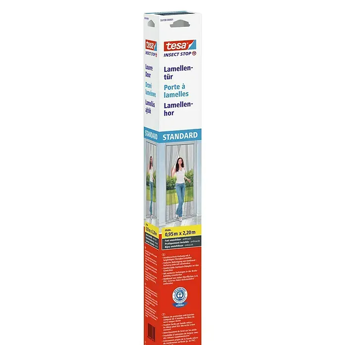 Tesa Insect Stop Mosquitera Standard - An x Al: 90 x 220 cm, Color tejido: Blanco, Fijación por velcro, Puertas