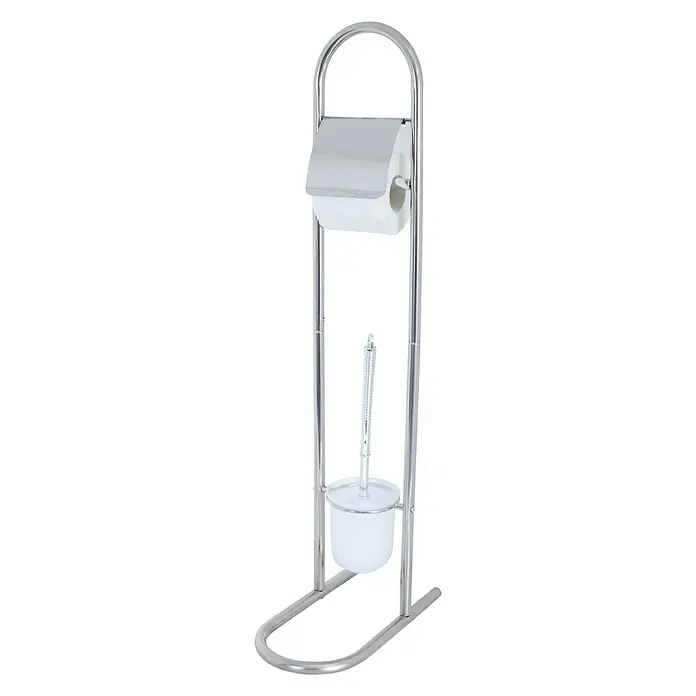 MSV Conjunto de escobillero y portarrollos - Altura: 83 cm, Cromo