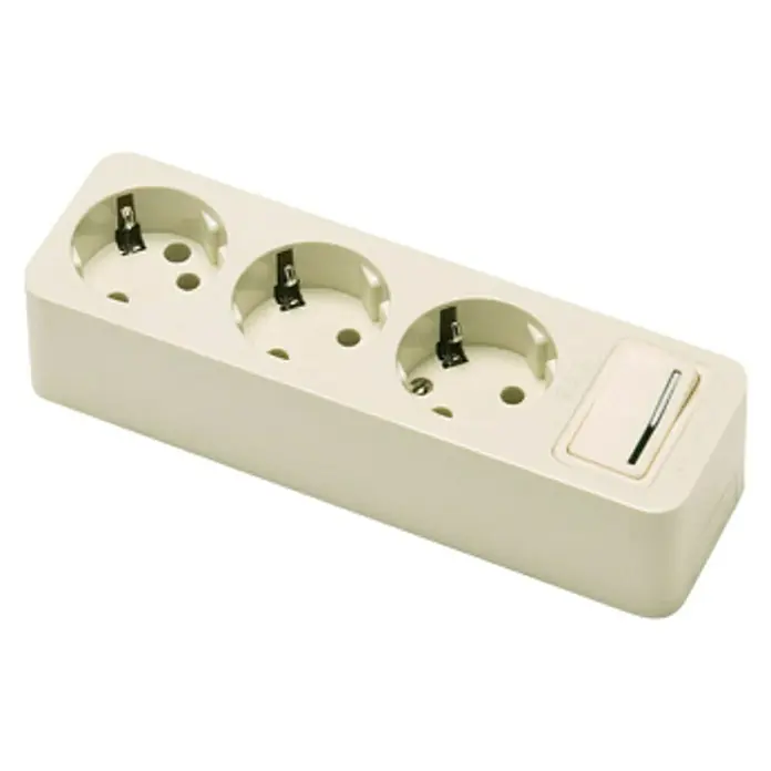 Famatel Base de enchufe múltiple con interruptor - Número de enchufes Schuko: 3 ud., Blanco