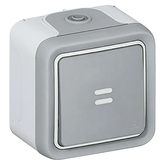 Legrand Pulsador para estancias con humedad con luz Plexo - Gris, Montaje en la pared, IP55