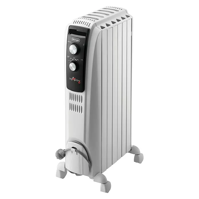 De'Longhi Radiador de aceite Dragon - 1.500 W, Blanco, L x An x Al: 36 x 16 x 65 cm