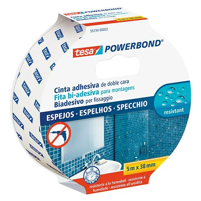 Tesa Powerbond Cinta de doble cara Espejos - 5 m x 38 mm