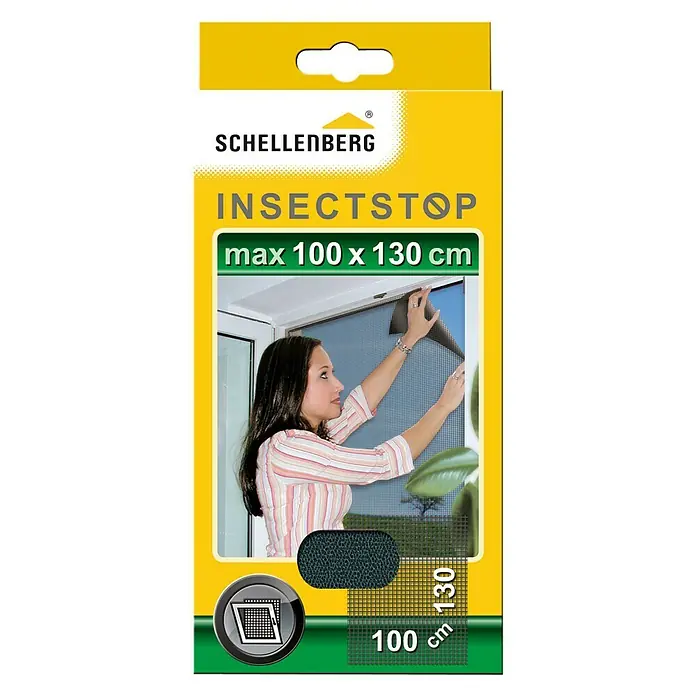 Schellenberg Insect Stop Mosquitera - An x Al: 130 x 100 cm, Color tejido: Antracita, Fijación con abrazadera, Ventana