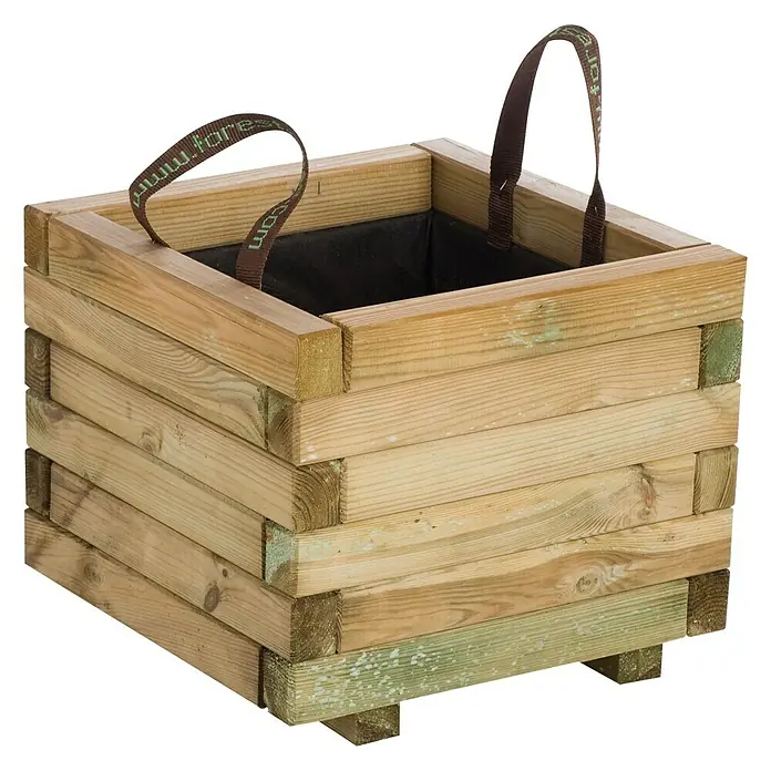 Forest-Style Macetero para plantas Baroque - Dimensiones externas (L x An x Al): 40 x 40 x 33 cm, Madera, Natural