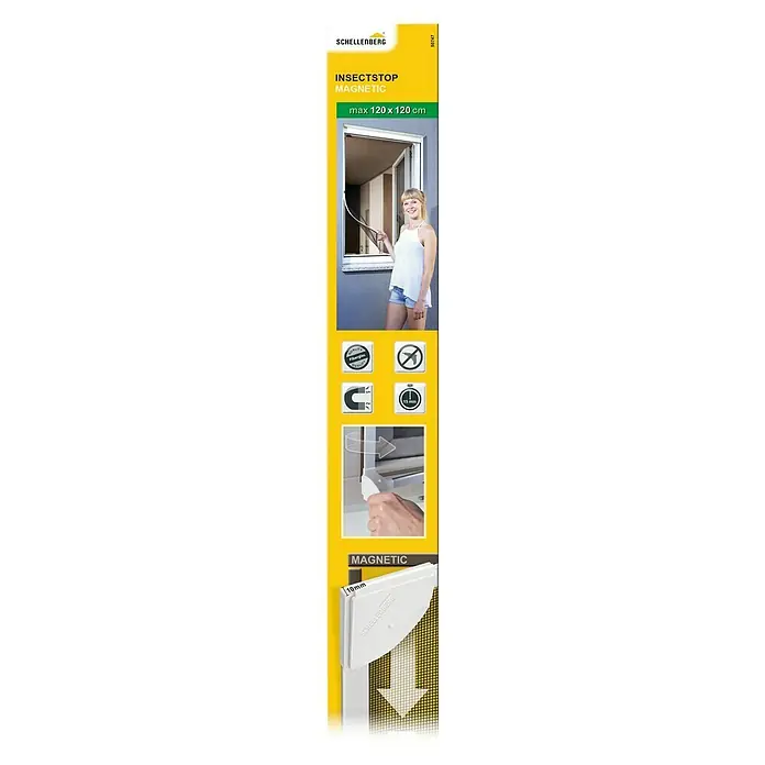 Schellenberg Insect Stop Mosquitera para ventana Magnetic - An x Al: 120 x 120 cm, Blanco, Fijación mediante imán, Ventana