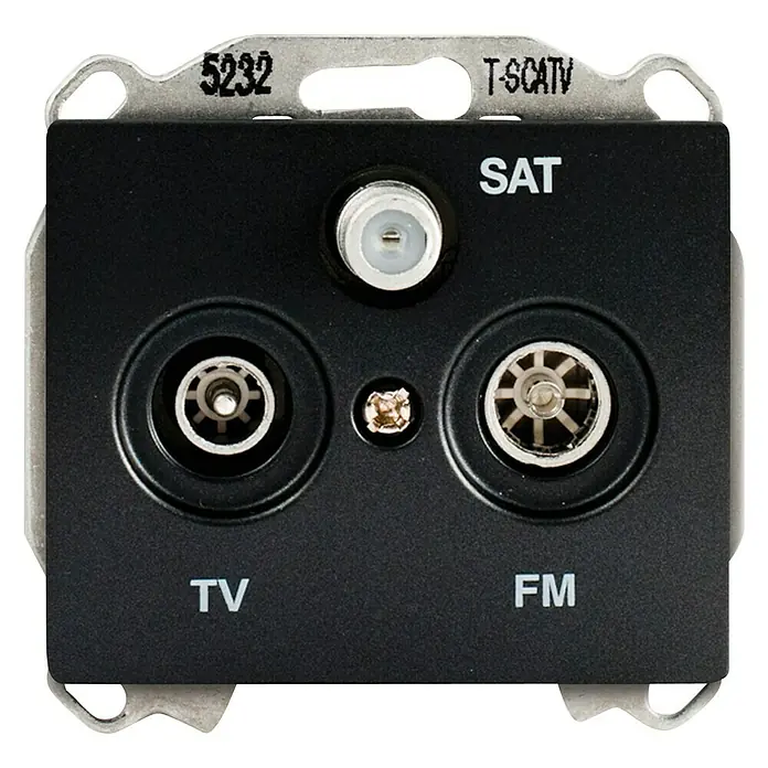 Siemens Delta Iris Toma TV/SAT - Negro, x 3, Aluminio, En pared