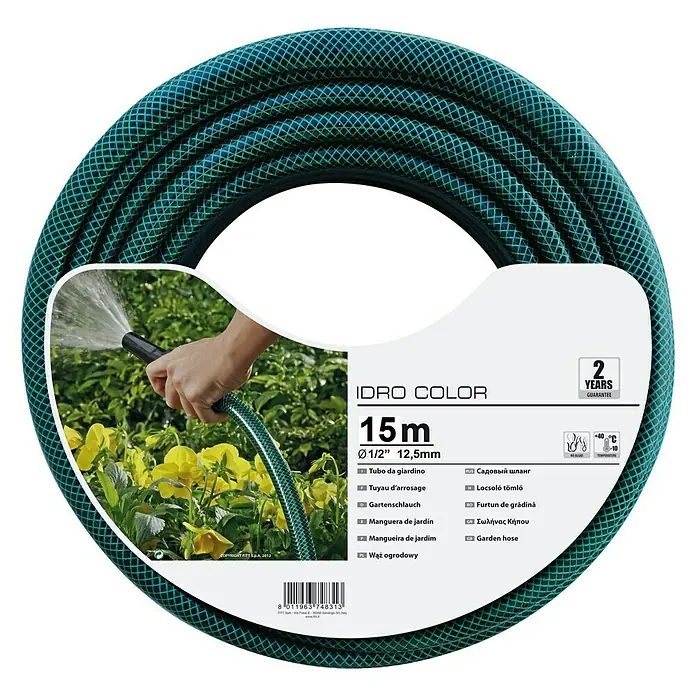 Manguera para jardín Idro Color - Largo: 15 m, Diámetro tubo flexible: 12,5 mm