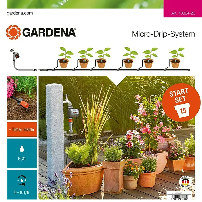 Gardena Set de iniciación para macetas automático - Apto para: Riego en línea