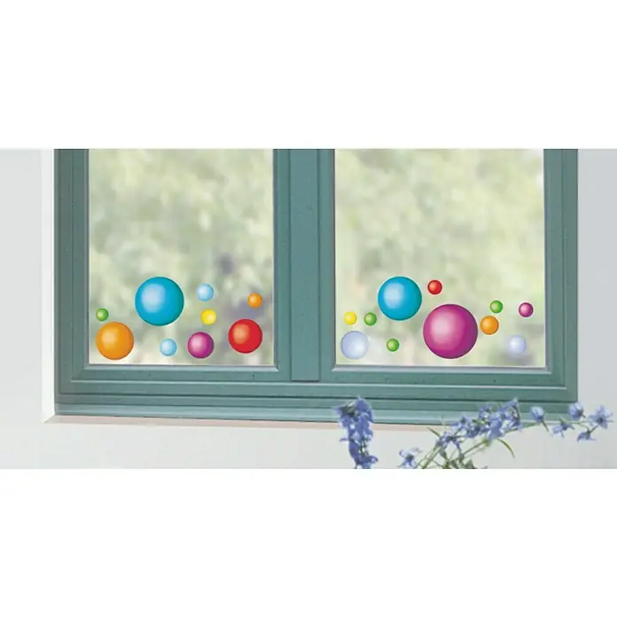 Adhesivos decorativos para ventanas Bolas - Bolas de colores, Multicolor, 21 x 29,7 cm