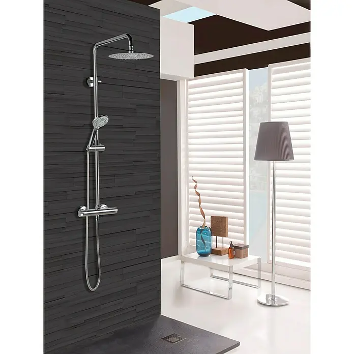 Imex Sistema de ducha Bled - Con grifo termostático, Número de tipos de chorro: 3 ud., Cromo