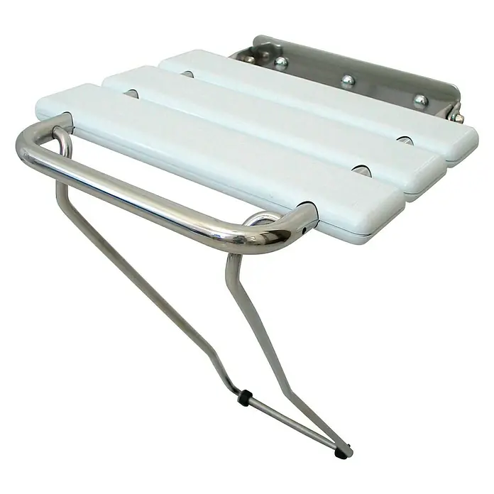 CM Baños Asiento plegable para la ducha - L x An: 35,5 x 32 cm, Blanco/Plateado