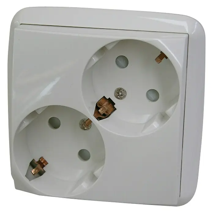 Eurobric 2000 Base de enchufe múltiple - Número de enchufes Schuko: 2 ud., Blanco, 230 W