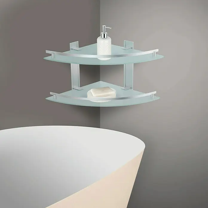 MSV Tabarca Estante para baño - Ancho: 24 cm, 2 estantes, Aluminio, Acero inoxidable