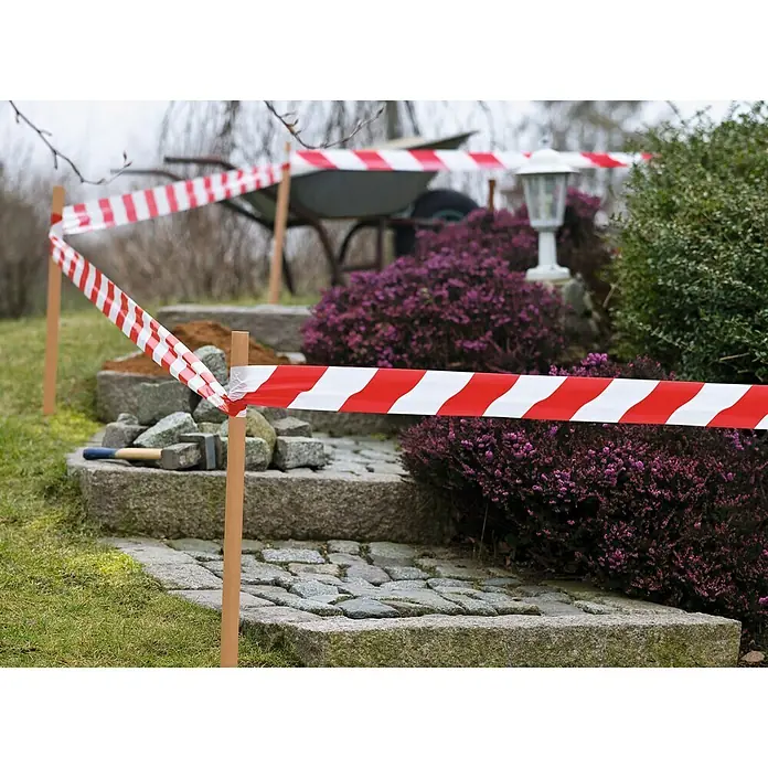 Tesa Cinta de señalización Signal - 100 m x 80 mm, Rojo/Blanco