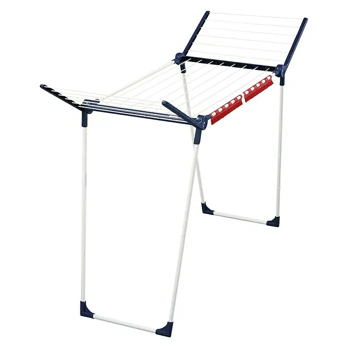 Leifheit Tendedero de pie Pegasus - Longitud cuerda de tender: 15 m, Blanco/Azul, Ancho: 55 cm