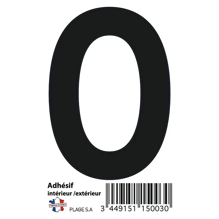 Vinilo de pared Número 0 - Número 0, Negro, 4 x 9 cm, 1 pieza