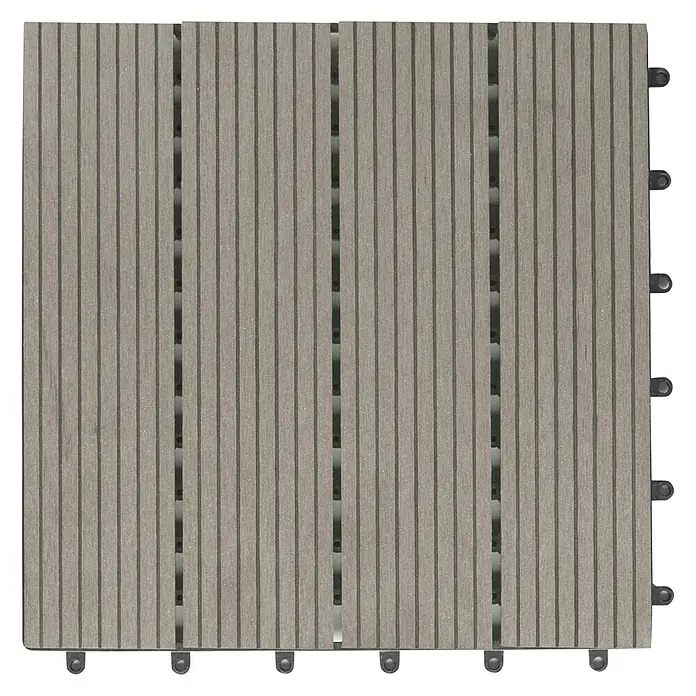 Loseta de WPC con sistema click - Gris, An x L: 30 x 30 cm, 1 ud.