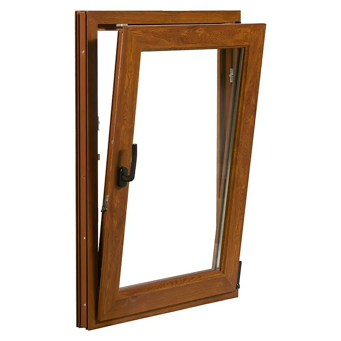 Solid Elements Ventana de PVC 1 hoja practicable-oscilobatiente - 60 x 70 cm, Apertura según normativa: Derecha, Roble oscuro, Sin persiana