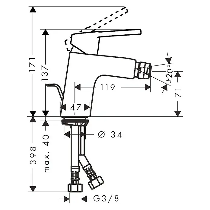 Hansgrohe Logis Loop Grifo monomando de bidé - Cromo, Brillante
