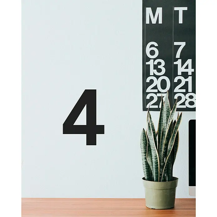 Vinilo de pared Número 4 - Número 4, Negro, 4 x 9 cm, 1 pieza