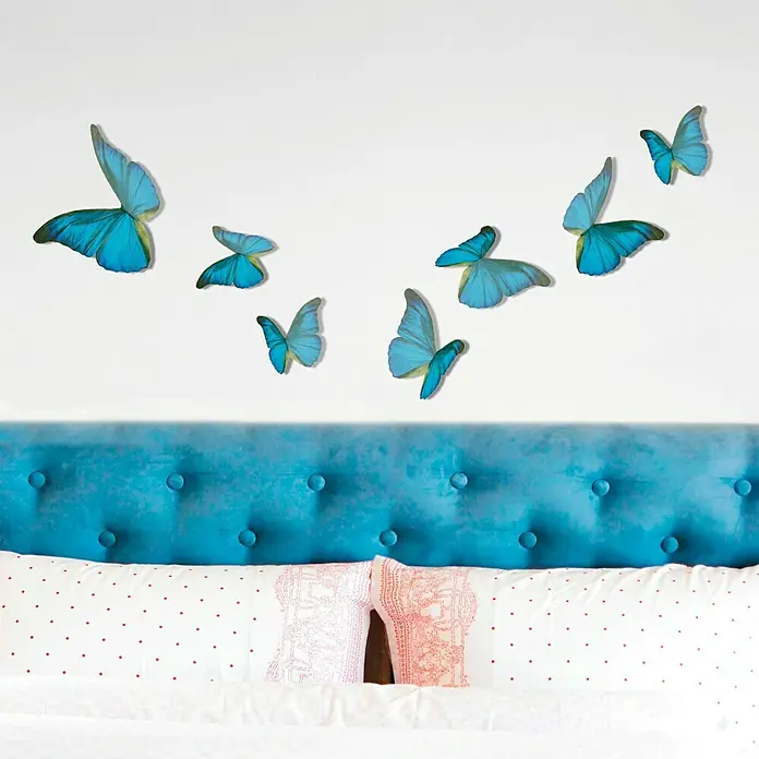 Adhesivos decorativos 3D Mariposa - Azul/Negro, 14 x 11 cm, 7 piezas
