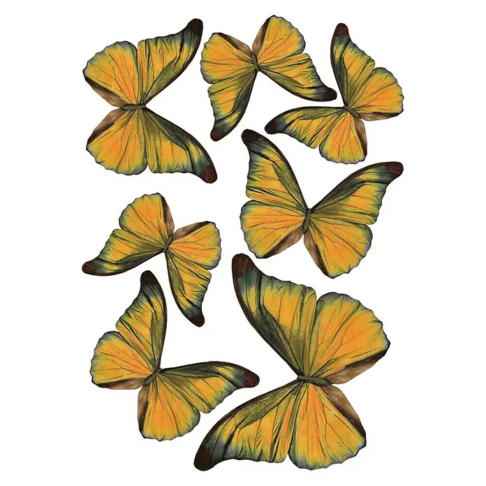 Adhesivos decorativos 3D Mariposa - Amarillo, 14 x 11 cm, 7 piezas