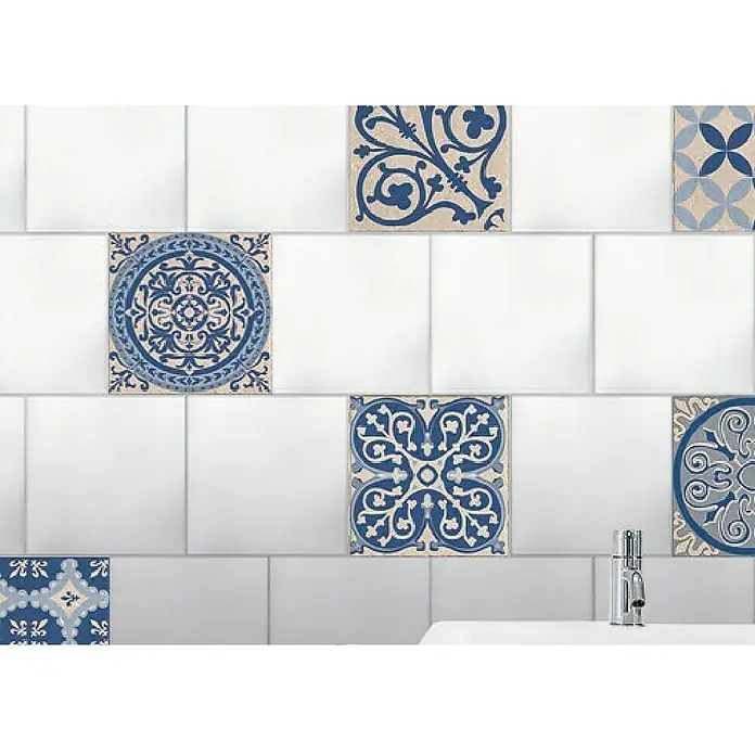 Vinilo para azulejos Asores - 15 x 15 cm, 6 piezas, Gris/Azul