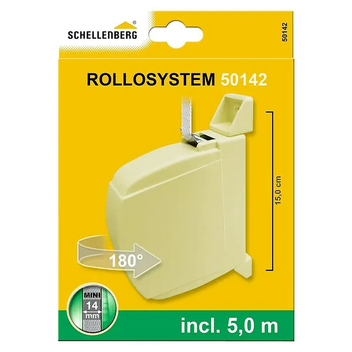Schellenberg Recogedor de cinta de persiana 50142 - Anchura de la correa: 14 mm, Giratorio 180°, Beige