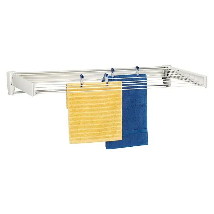Leifheit Tendedero de pared Telegant plus 81 - Longitud cuerda de tender: 8,1 m, Blanco, Ancho: 103,5 cm