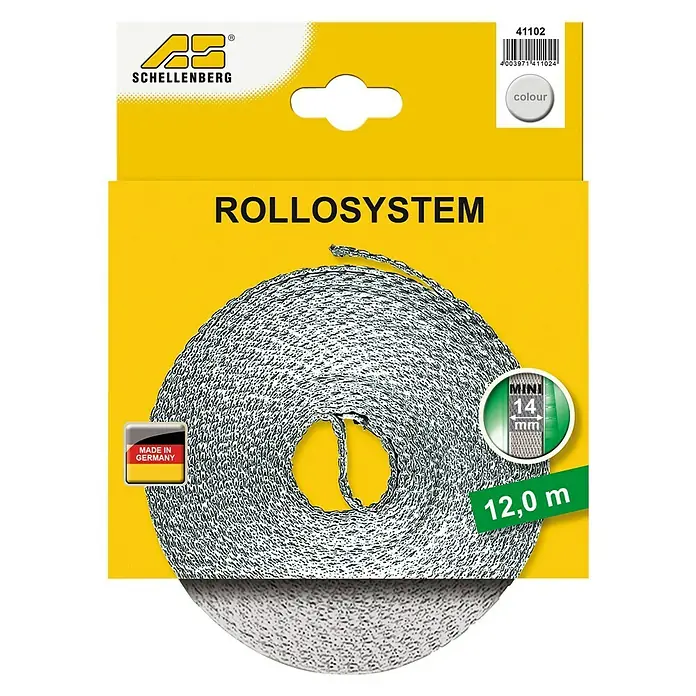 Schellenberg Cinta para persiana - Gris, Largo: 12 m, Anchura de la correa: 14 mm
