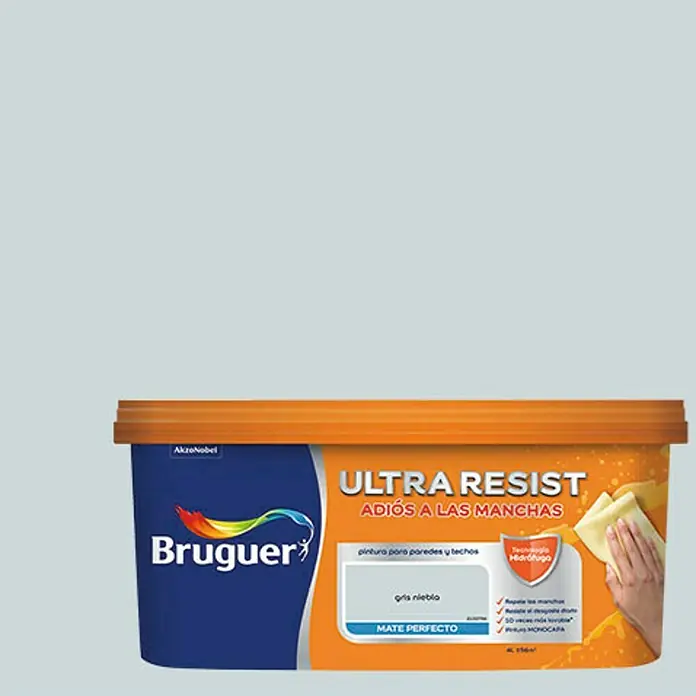 Bruguer Ultra Resist Pintura para paredes - Gris niebla, 4 l, Mate