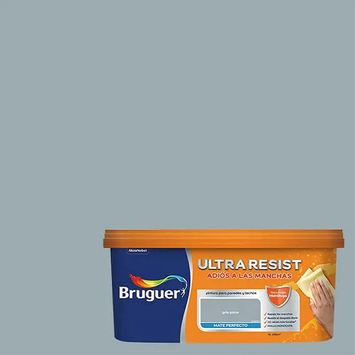 Bruguer Ultra Resist Pintura para paredes - Gris polar, 4 l, Mate