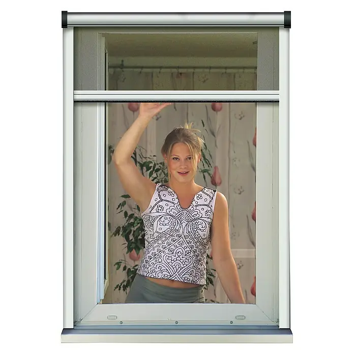 Schellenberg Insect System Mosquitera enrollable Basic - An x Al: 130 x 160 cm, Color tejido: Antracita, Plástico con refuerzo de fibra de vidrio (GfK)