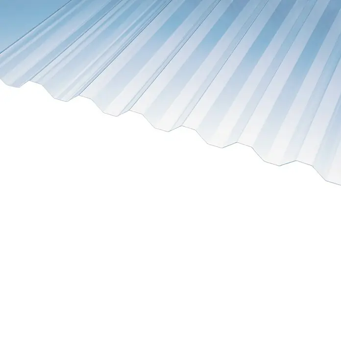 PLEXIGLAS® Wellplatte Resist - 2.500 x 1.045 x 1,8 mm, Acrylglas (PMMA), Transparent, Glatt, 76/18 mm, Trapez - Vorderansicht