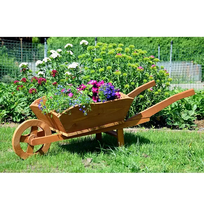 Dobar Pflanzschubkarre - 130 x 40 x 40 cm, Braun, Massivholz - Stimmungsaufnahme