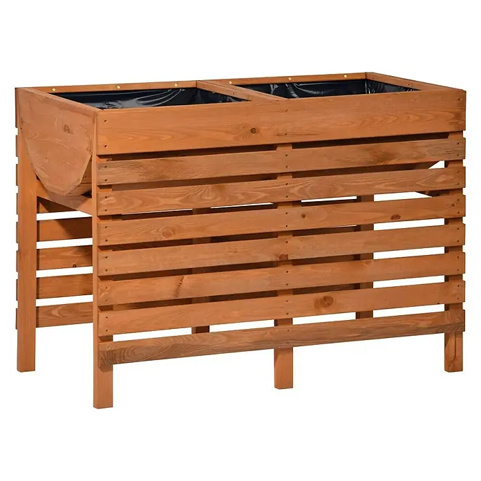 Dobar Hochbeet XL - 100 x 50 x 71 cm, Nutzfläche: 0,5 m², Kiefer, Bernstein - Vorderansicht