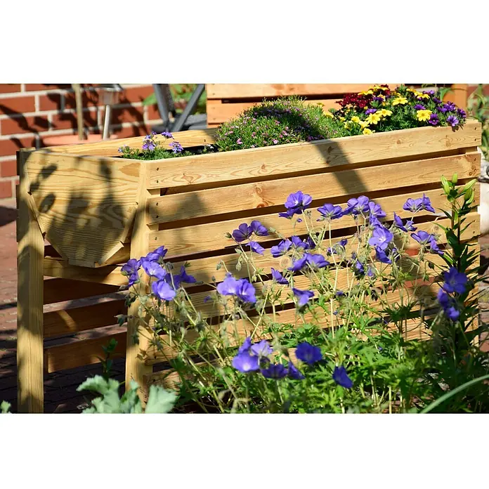 Dobar Hochbeet XL - 100 x 45 x 60 cm, Nutzfläche: 0,5 m², Kiefer, Natur - Stimmungsaufnahme
