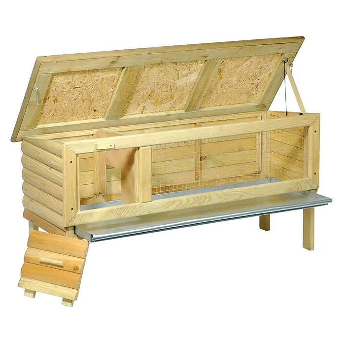 Dobar Kleintierstall Blockhaus - 120 x 40 x 60 cm, Natur, Kiefernholz - Rechte Seitenansicht