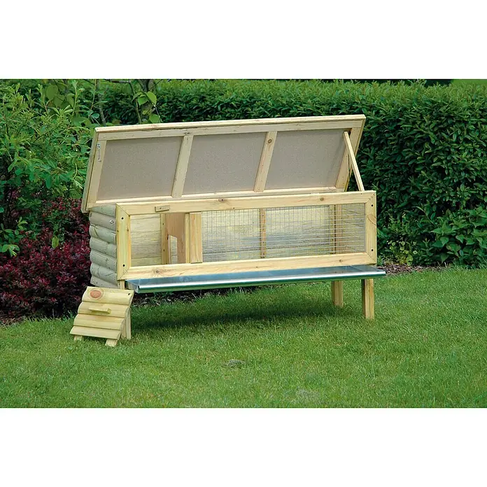 Dobar Kleintierstall Blockhaus - 120 x 40 x 60 cm, Natur, Kiefernholz - Stimmungsaufnahme