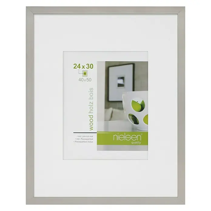Nielsen Bilderrahmen Apollo - Silber, 40 x 50 cm, Holz - Vorderansicht